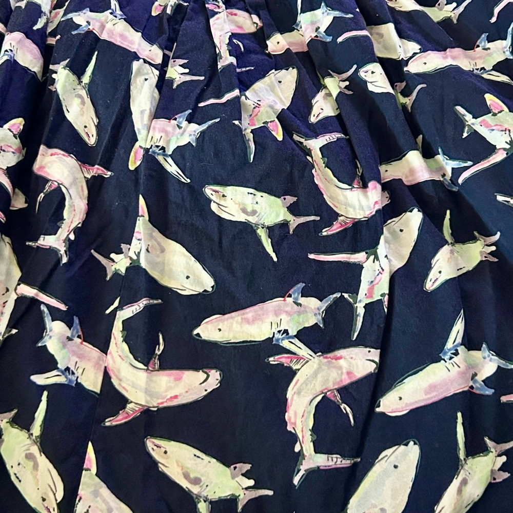ModCloth Navy‎ Shark Print A-Line Skirt Whimsical Coastal Indie Nautical M - Picture 4 of 9